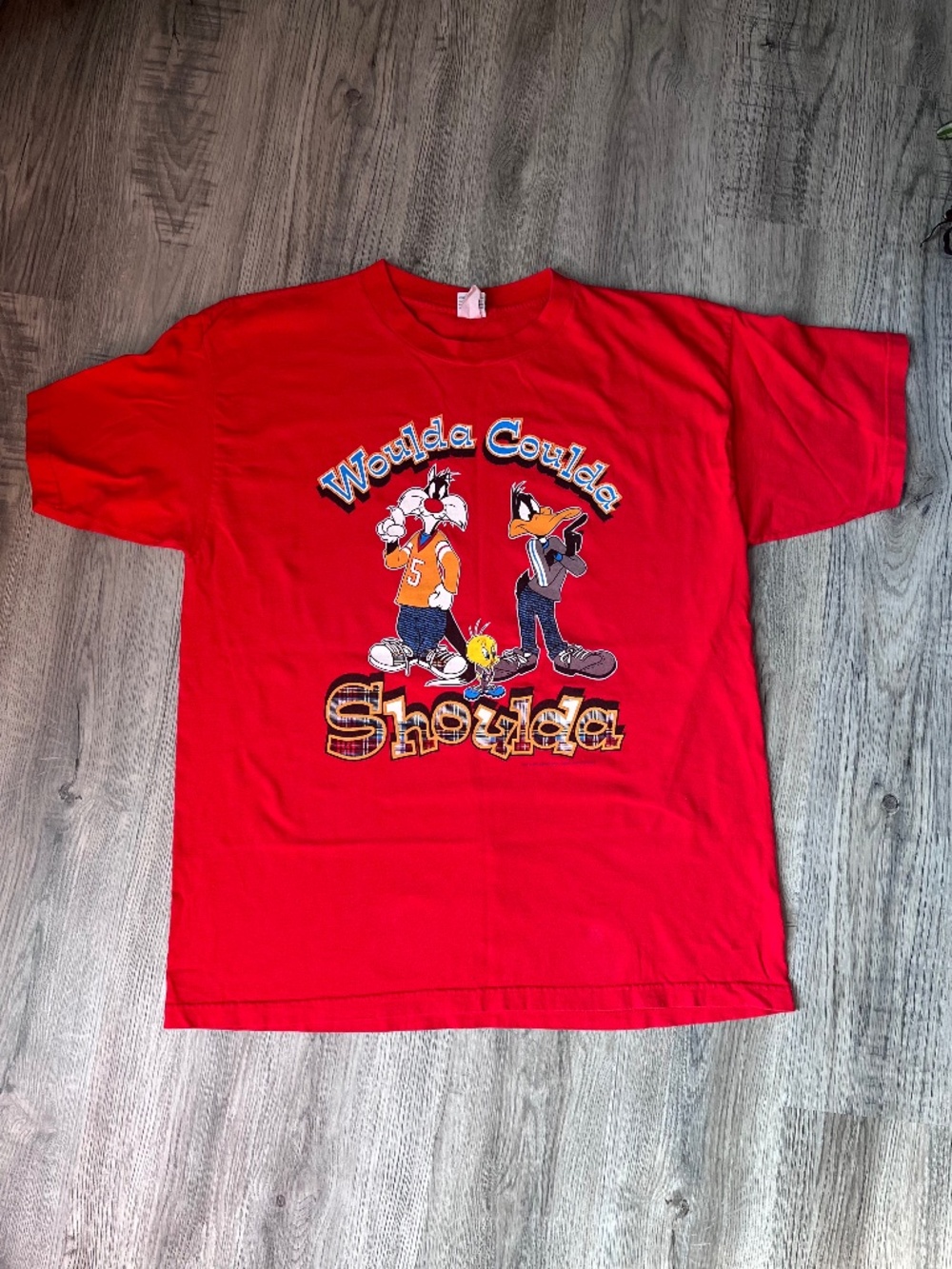 Vintage Looney Tunes Warner Bros 1997 Tweet Daffy Sylvester 2 Sided 3XL USA